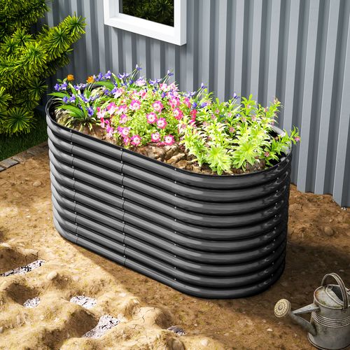 Carré Potager Modulable En Acier Galvanisé 160x80x80 Cm Gris Foncé