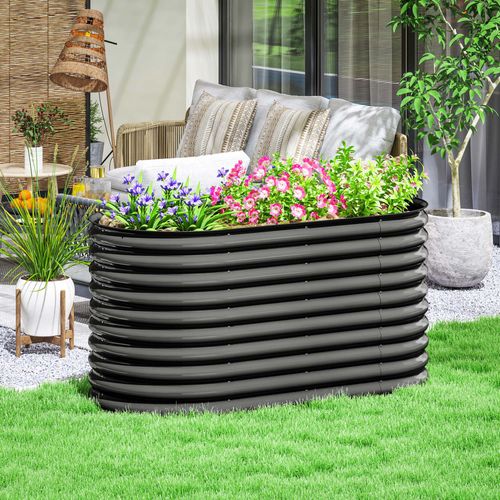 Carré Potager Modulable En Acier Galvanisé 160x80x80 Cm Gris Foncé