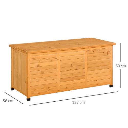 Coffre De Rangement De Jardin En Bois 127x56x60 Cm Jaune, Couvercle Ouvrant