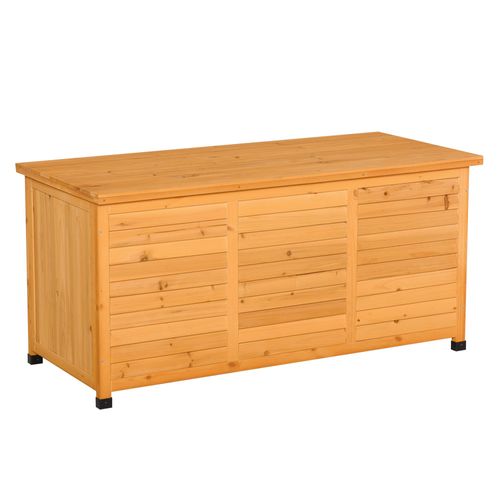 Coffre De Rangement De Jardin En Bois 127x56x60 Cm Jaune, Couvercle Ouvrant