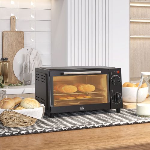 Mini-four 9 L Avec Plaque De Cuisson, Grille, Température Réglable, Minuterie, 750 W, Noir