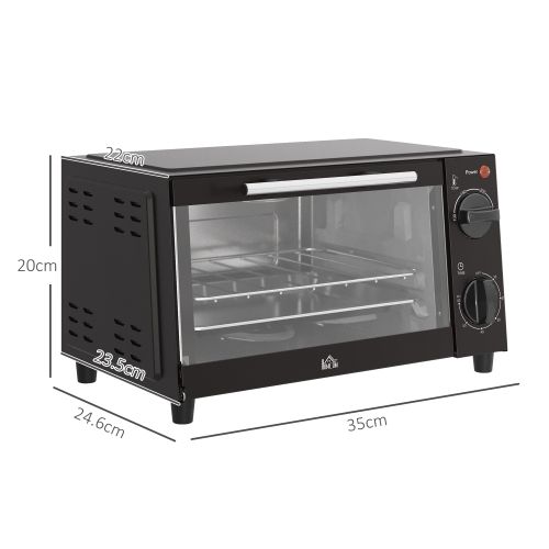 Mini-four 9 L Avec Plaque De Cuisson, Grille, Température Réglable, Minuterie, 750 W, Noir