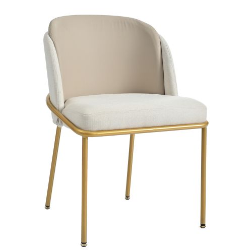 Lot De 4 Chaises De Salle à Manger, Assise Rembourrée, Piètement Incliné, Pieds Réglables, Beige