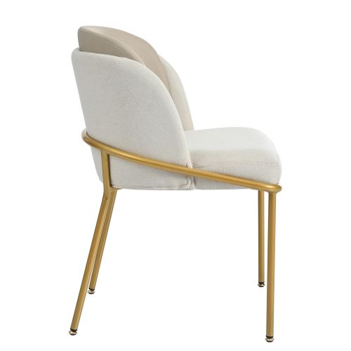 Lot De 4 Chaises De Salle à Manger, Assise Rembourrée, Piètement Incliné, Pieds Réglables, Beige