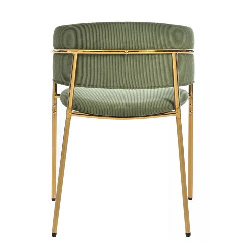 Lot De 2 Chaises De Salle à Manger, Assise En Velours Côtelé, Piètement Bois Et Métal, Vert