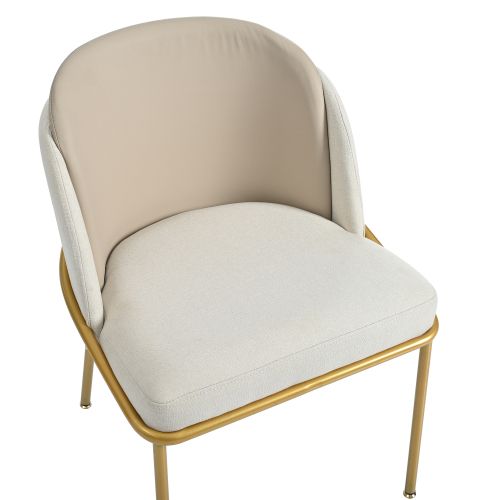 Lot De 2 Chaises De Salle à Manger, Piètement Métal Incliné Et Cadre Bois, Assise Simili‑cuir, Beige