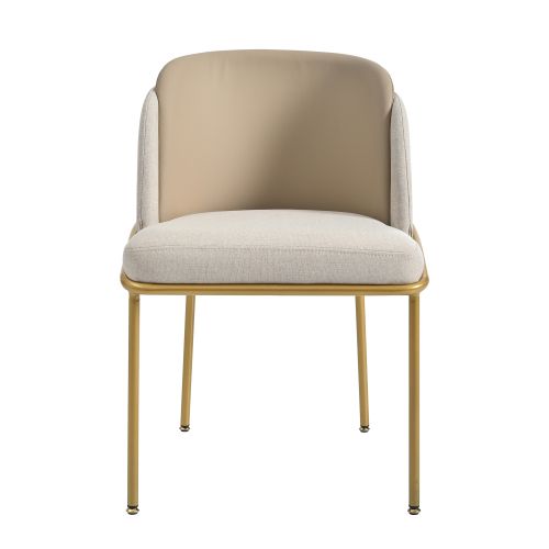 Lot De 2 Chaises De Salle à Manger, Dossier Ergonomique, Piètement Incliné Métal, Beige Et Kaki