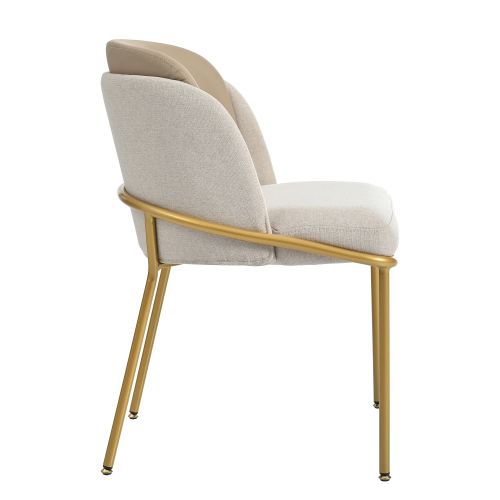 Lot De 2 Chaises De Salle à Manger, Dossier Ergonomique, Piètement Incliné Métal, Beige Et Kaki