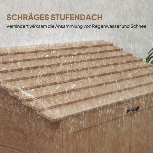 Armoire De Jardin En Bois Brun Avec Double Portes Et Tablette Rabattable 110 X 54 X 136 Cm