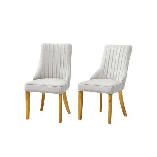Lot De 2 Chaises De Salle à Manger, Dossier En Chenille, Assise Rembourrée, Pieds Acier Doré, Beige