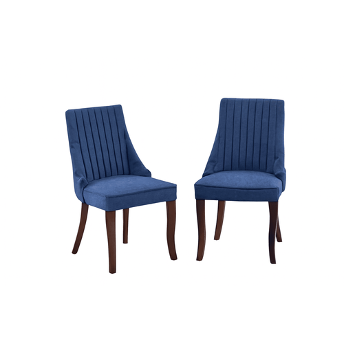 Lot De 2 Chaises De Salle à Manger, Dossier Haut, Assise Mousse Haute Densité, Pieds Bois, Bleu