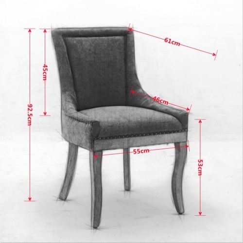 Lot De 2 Chaises De Salle à Manger, Dossier Haut Rembourré, Piétement Bois Massif, Gris