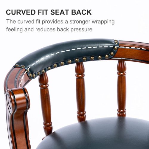 Tabouret De Bar Avec Dossier, Cuir Véritable, Rotation 360°, Assise 66 Cm, Bleu