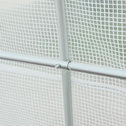 Serre De Jardin 445x200x200 Cm Avec Housse Pe Anti-uv, 6 Fenêtres + Porte Enroulable