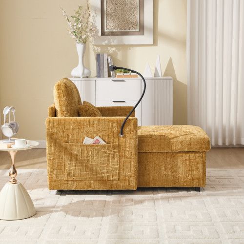 Fauteuil Relax 1 Place En Chenille Avec Support Téléphone Et Rangement