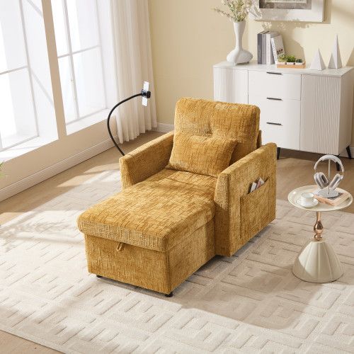 Fauteuil Relax 1 Place En Chenille Avec Support Téléphone Et Rangement