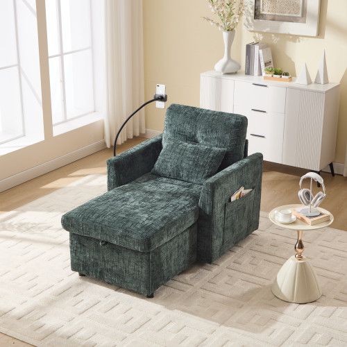Fauteuil Relax En Chenille Avec Support Téléphone Et Rangement