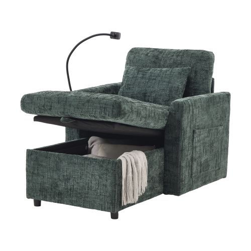 Fauteuil Relax En Chenille Avec Support Téléphone Et Rangement