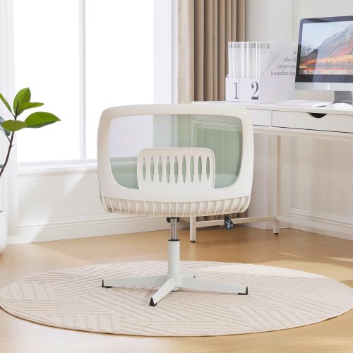 Chaise De Bureau Sans Accoudoirs En Mesh, Réglable 39-51 Cm, 360° Pivotante, Vert Menthe