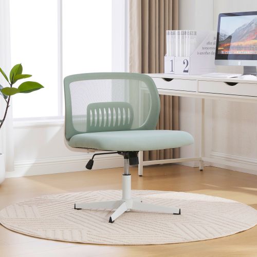Chaise De Bureau Sans Accoudoirs En Mesh, Réglable 39-51 Cm, 360° Pivotante, Vert Menthe
