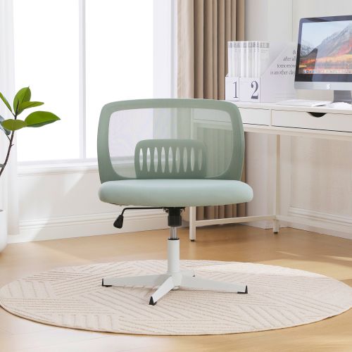 Chaise De Bureau Sans Accoudoirs En Mesh, Réglable 39-51 Cm, 360° Pivotante, Vert Menthe