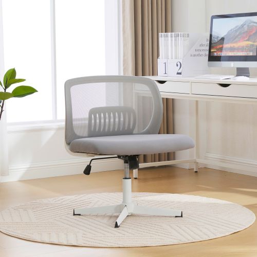 Chaise De Bureau Sans Accoudoirs, Assise Large En Mesh, Inclinable Et Pivotante 360°, Gris