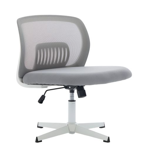 Chaise De Bureau Sans Accoudoirs, Assise Large En Mesh, Inclinable Et Pivotante 360°, Gris