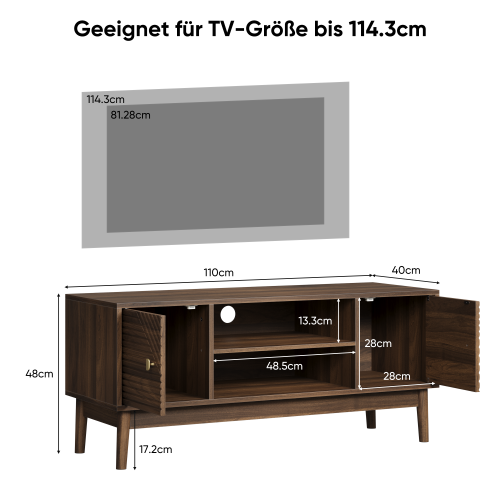 Meuble TV Bois 110x40x48 Cm, Style Moderne Du Milieu Du Siècle