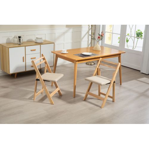 Lot De 2 Chaise Pliante En Bois, Dossier Ergonomique, Assise Rembourrée, Kaki