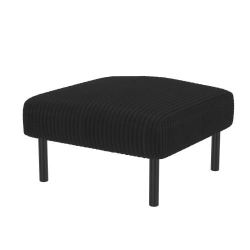 Pouf Repose-pieds En Velours Côtelé, Structure Métal, 56 X 51 X 39 Cm, Noir