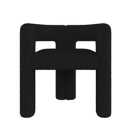 Chaise De Salle à Manger, Silhouette Unique, Revêtement Teddy, Ergonomique, Noir