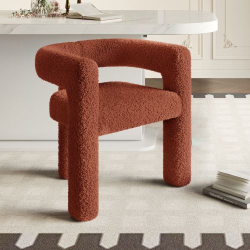 Chaise De Salle à Manger, Design Ergonomique En Teddy, Structure Robuste, Brun