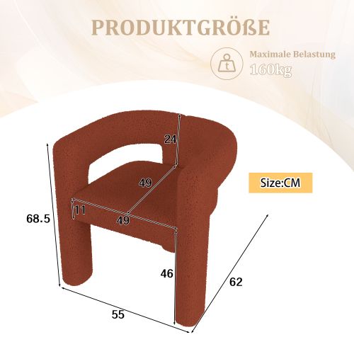 Chaise De Salle à Manger, Design Ergonomique En Teddy, Structure Robuste, Brun
