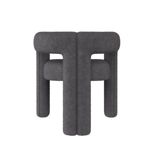 Chaise  De Salle à Manger, Silhouette Design Ergonomique, Revêtement Teddy, Gris Foncé