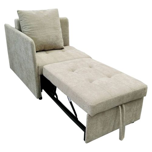 Canapé Convertible 3 En 1 En Tissu Lin Beige Avec Dossier 5 Positions