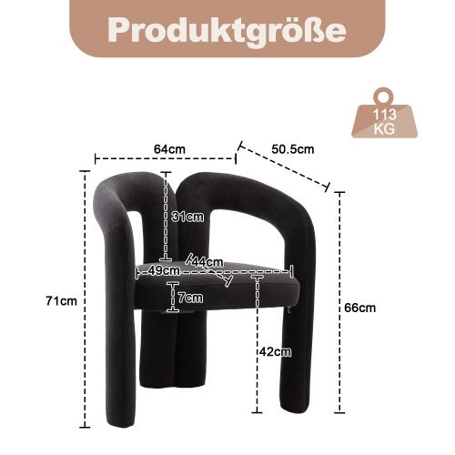 Lot De 2 Chaises De Salle à Manger, Design Moderne En Velours, Dossier Enveloppant, Pieds Bois, Noir