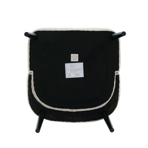 Fauteuil Sans Accoudoirs En Velours, Capitonné, Pieds En Bois Massif, Beige