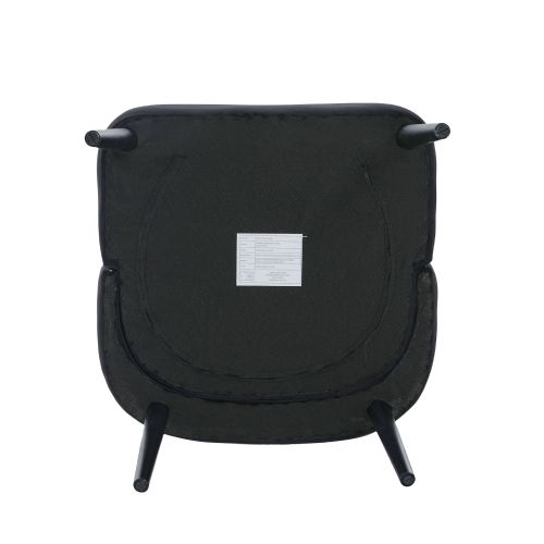 Fauteuil Sans Accoudoirs En Velours, Dossier Capitonné, Pieds En Bois Massif, Noir