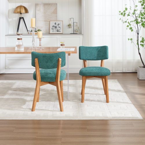 Lot De 2 Chaises De Salle à Manger, Assise Et Dossier Rembourrés, Pieds En Bois, Vert