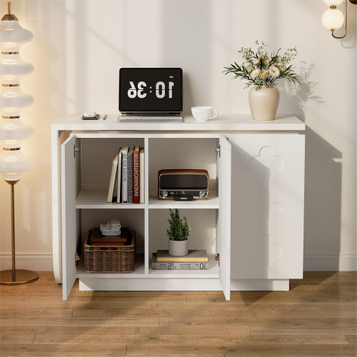 Bureau D'angle Pivotant Blanc Avec Rangements Modulables