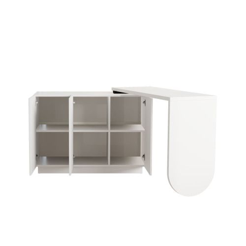 Bureau D'angle Pivotant Blanc Avec Rangements Modulables