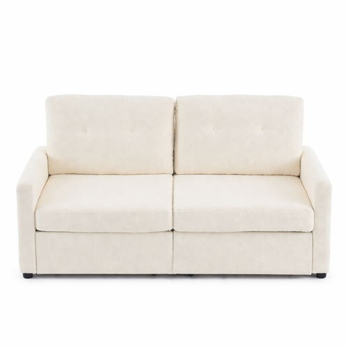 Canapé Droit 2 Places Ivoire Avec 2 Tiroirs De Rangement