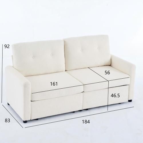 Canapé Droit 2 Places Ivoire Avec 2 Tiroirs De Rangement