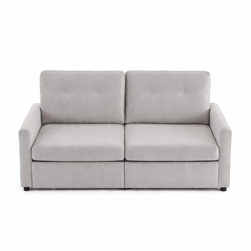 Canapé Droit 2 Places Gris Clair Avec 2 Tiroirs De Rangement