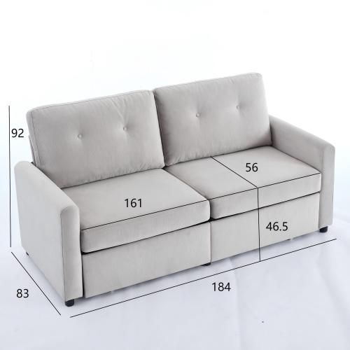 Canapé Droit 2 Places Gris Clair Avec 2 Tiroirs De Rangement