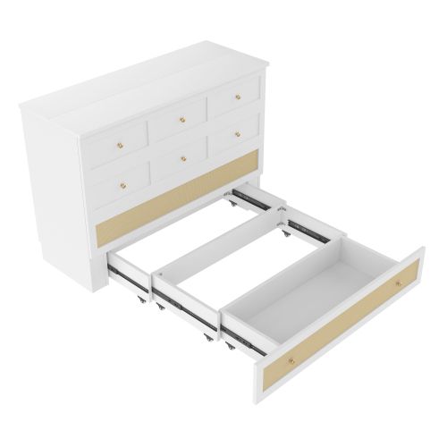 Lit Escamotable 140x200 Cm, Lit Adulte, Transformable En Armoire Et Avec Tiroir, En Bois, Blanc
