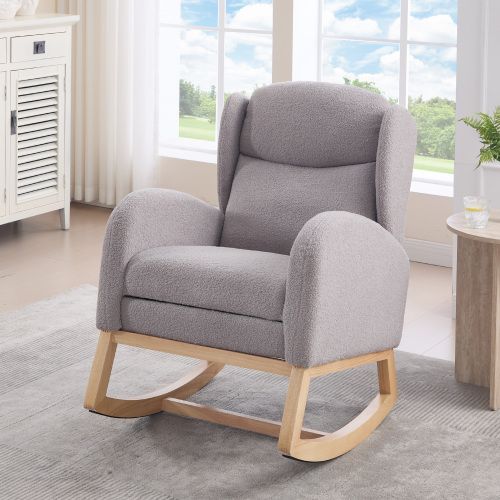 Fauteuil à Bascule Avec Dossier Haut Et Soutien Lombaire, Repose-pieds Coulissant, Gris