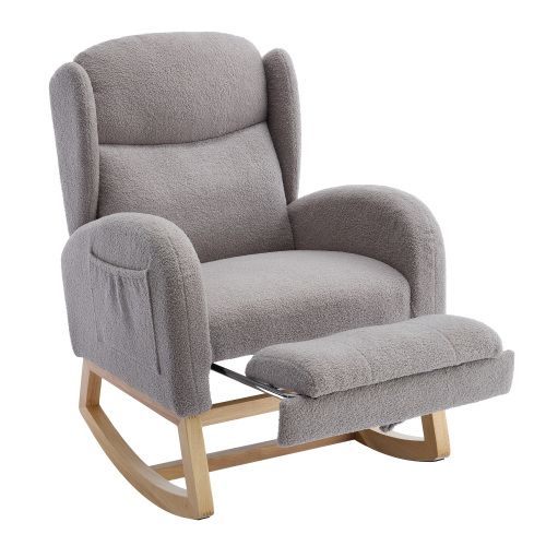 Fauteuil à Bascule Avec Dossier Haut Et Soutien Lombaire, Repose-pieds Coulissant, Gris