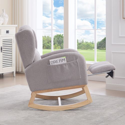 Fauteuil à Bascule Avec Dossier Haut Et Soutien Lombaire, Repose-pieds Coulissant, Gris