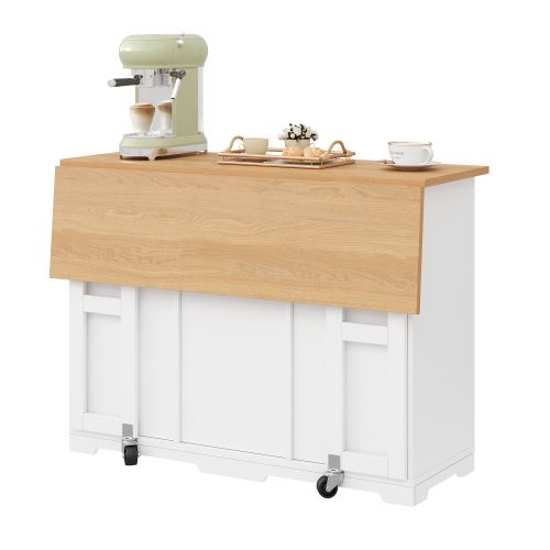 Desserte De Cuisine à Roulettes Avec Tiroir, Gamelle Et Espace Pour Animaux, Blanc